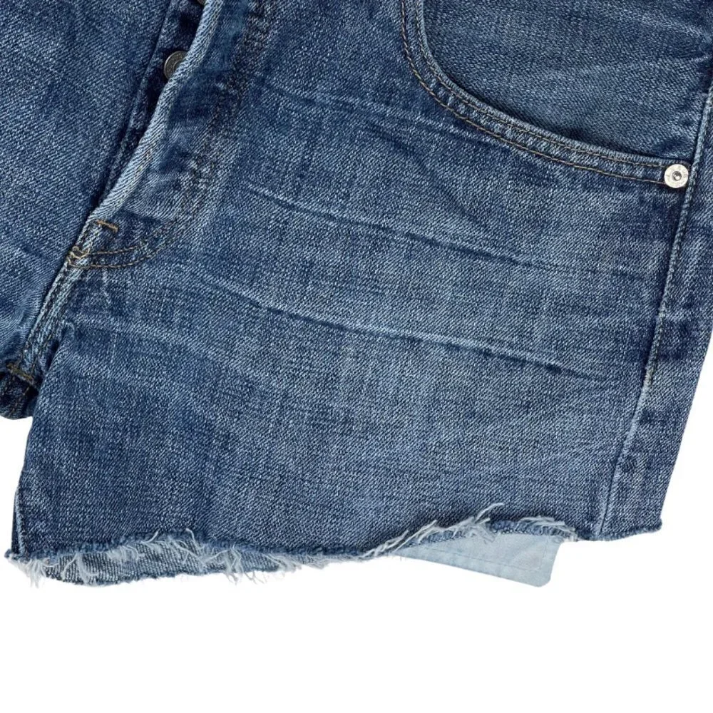 Levis Jean Shorts 30 High Rise Button Fly Raw Hem Cut Off Rigid Denim Casual